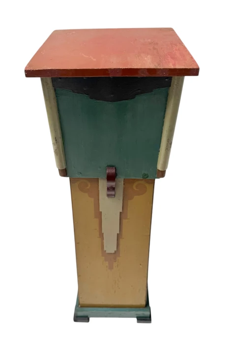 Art Deco Pedestal Table, Hand-Painted Pine, Dutch Design, 1920s